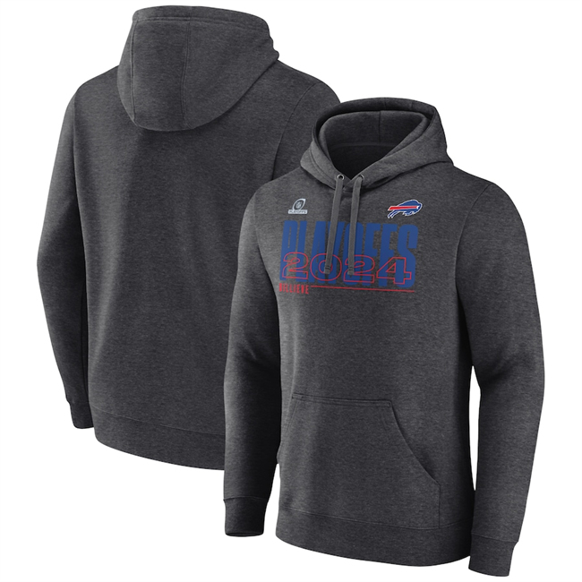 Men's Charcoal Buffalo Bills 2024 Playoffs Pullover Hoodie